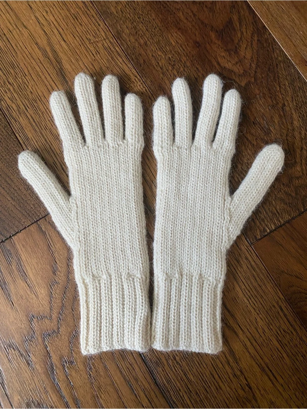 SET OF 2 PAIRS Hand Knit Alpaca Women’s Gloves - Black & Cream